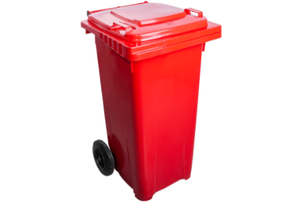 Контейнер червоного кольору GLEWDOR з колесами 120л.